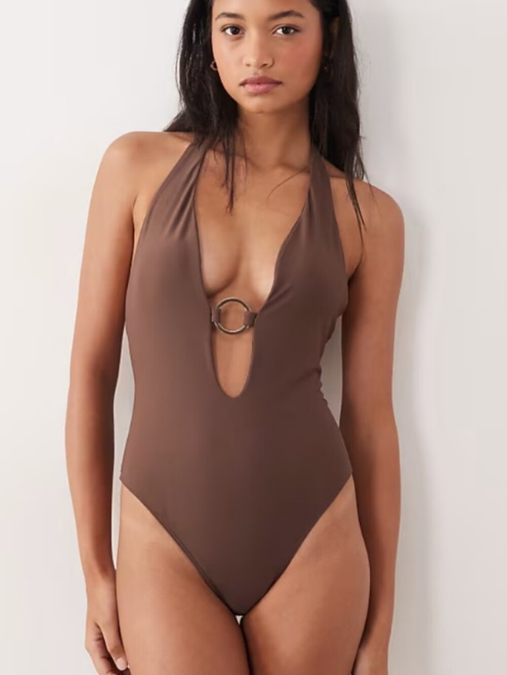 Abercrombie & Fitch Isla Halter Plunge Swimsuit One Piece Tall